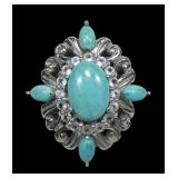 Sterling silver turquoise statement ring with