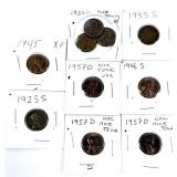 Lot, wheat cents, 8 pcs.