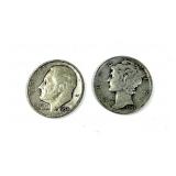 x2- Dimes, 90% silver -x2 dimes -Sold by the piece