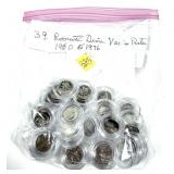 x39- Proof dimes, mixed dates with silver: