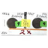 x2- 2-cent pieces -x2 pieces -Sold by the piece,