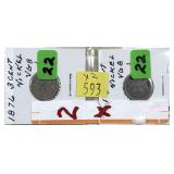 x2- 3-cent nickel coins -x2 coins -Sold by the