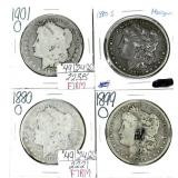 x4- Morgan dollars, mixed dates -x4 dollars -Sold