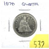 1878 Seated Liberty quarter