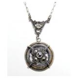 Vintage sterling silver 16" marcasite necklace,