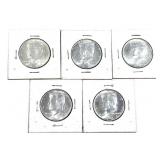 x5- Half dollars, 90% silver -x5 half dollars -