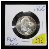 1960 Franklin half dollar, gem BU