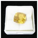 Cushion cut yellow sapphire, 17 x 13mm,