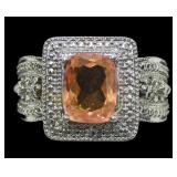 Sterling silver oval cut citrine ring in ornate