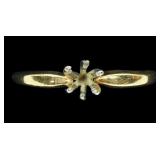 14K Yellow and white gold solitaire ring setting,