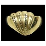 10K Yellow gold textured cocktail ring, size 10,