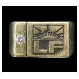 14K Yellow gold corporate ring with round cut