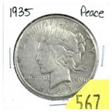 1935 Peace dollar