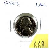 1954-S Jefferson nickel, Unc.