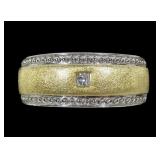Sterling silver and gold wash band with diamond