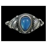 Sterling silver vintage bezel set blue teardrop