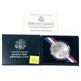 1991 Korea Commemorative silver dollar, Unc.