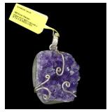 Sterling silver wire wrapped amethyst geode