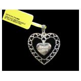 Sterling silver double heart "True Love" pendant,