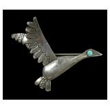 Sterling silver Southwestern design bird pin with