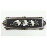Victorian inlaid flowers bar pin, approx. 3" L.