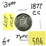 1877-CC Seated Liberty dime