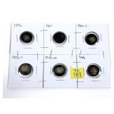 x6- Barber dimes, mixed dates -x6 dimes - Sold