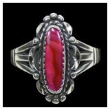 Sterling silver split shank dentil set pink paua