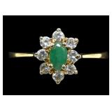 Sterling silver gold wash oval cut natural emerald