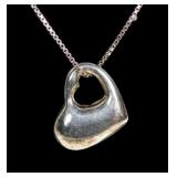 Sterling silver open heart pendant with 24" box