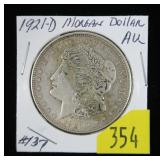 1921-D Morgan dollar, AU