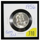 1956 Franklin half dollar, gem BU