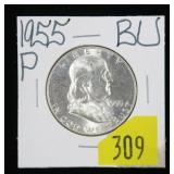1955 Franklin half dollar, BU