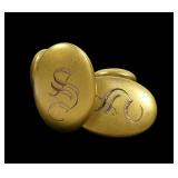 10K Yellow gold vintage matte finish cufflinks,