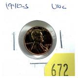 1940-S Lincoln cent, Unc.