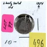 1854 Seated Liberty dime