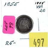 1855 Seated Liberty dime