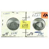 x2- Seated Liberty dimes- x2 dimes-Sold by the