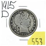 1915-D Barber half dollar
