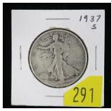 1937-S Walking Liberty half dollar