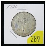 1936 Walking Liberty half dollar