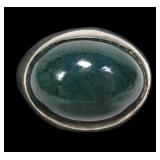 Sterling silver cabochon green onyx ring, size 5.5