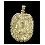 14K Yellow gold double sided repousse religious
