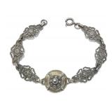 Vintage sterling silver 6.5" marcasite bracelet,