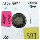 1876-S Seated Liberty dime