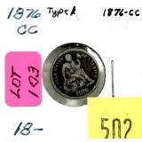 1876-CC Seated Liberty dime