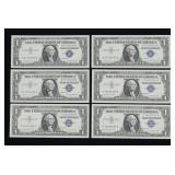 x6- $1 silver certificates series of 1957A, Unc. -