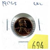 1954-S Lincoln cent, Unc.