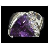 Sterling silver mixed trillion cut purple sapphire