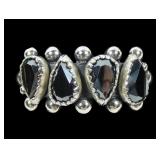 Sterling silver pear shape faceted hematite